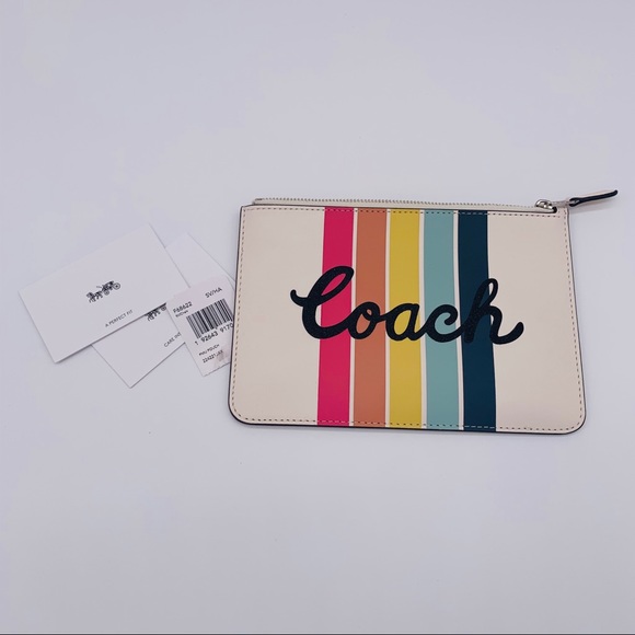 COACH Rainbow on White Leather Pouch - Picture 2 of 4